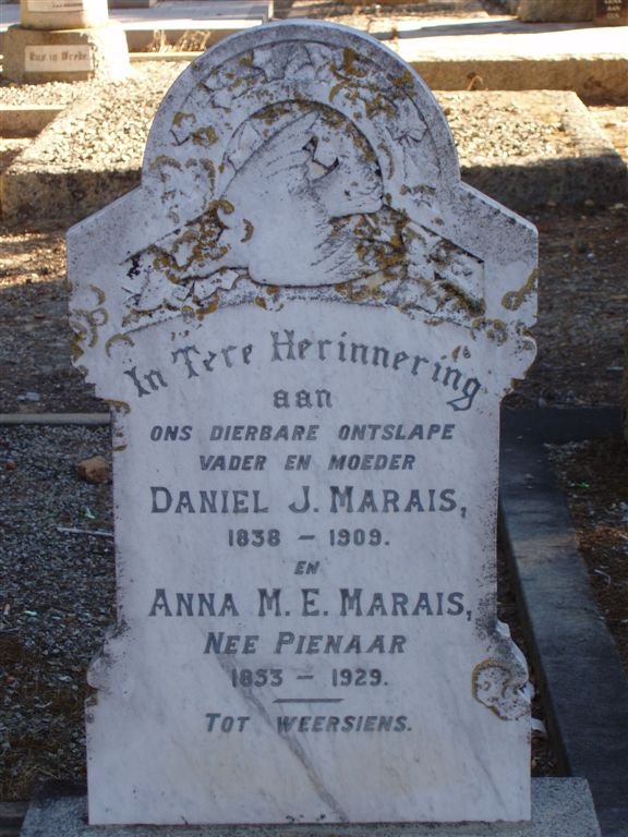MARAIS Daniel J. 1838-1909 &amp; Anna M.E. PIENAAR 1853-1929