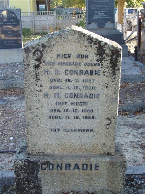 CONRADIE H.D. 1857-1830 &amp; M.H. HUGO 1859-1945