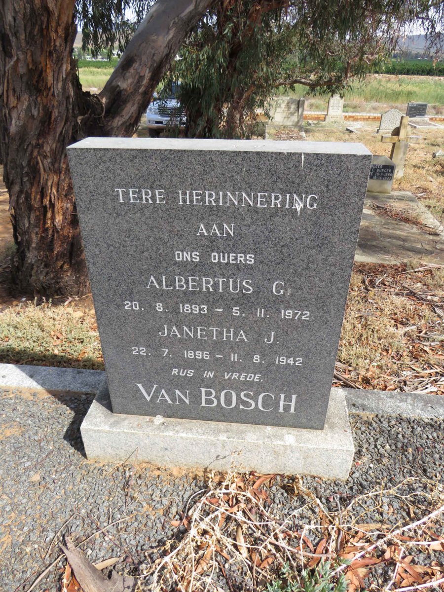 BOSCH Albertus G., van 1893-1972 & Janetha J. 1896-1942