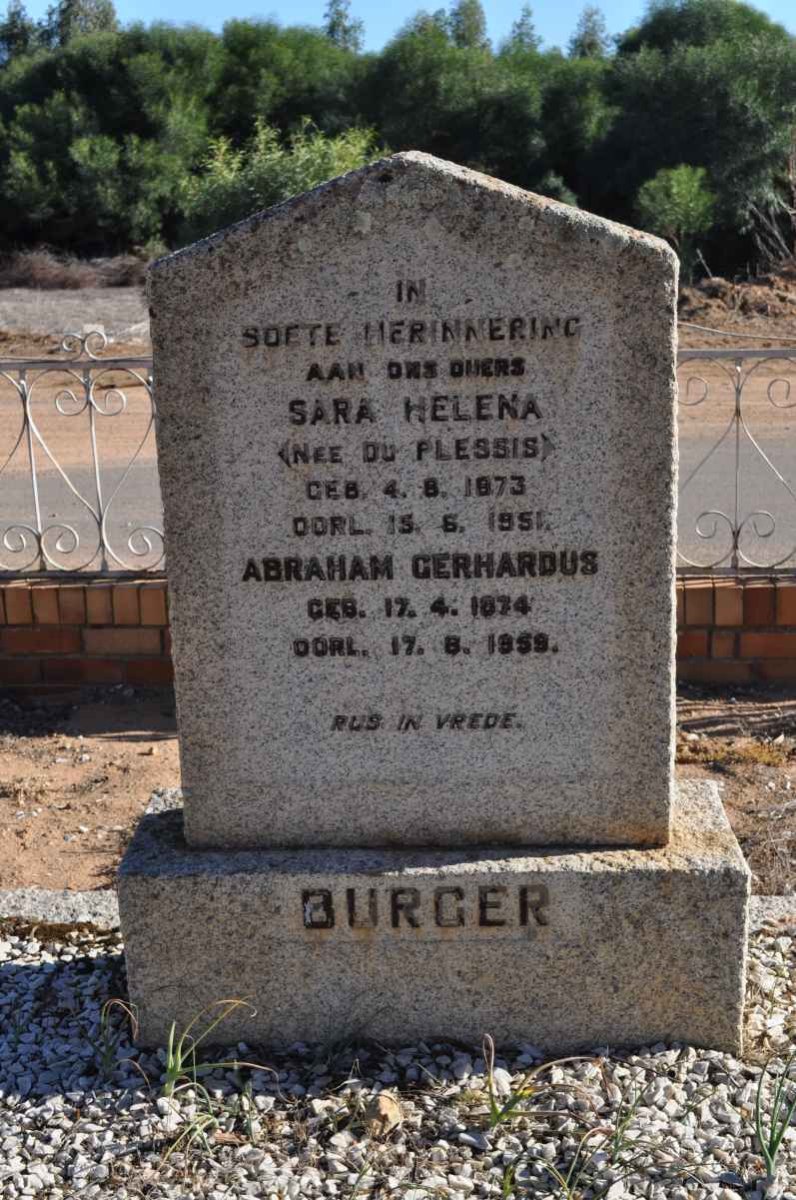 BURGER Abraham Gerhardus 1874-1959 &amp; Sara Helena DU PLESSIS 1873-1951