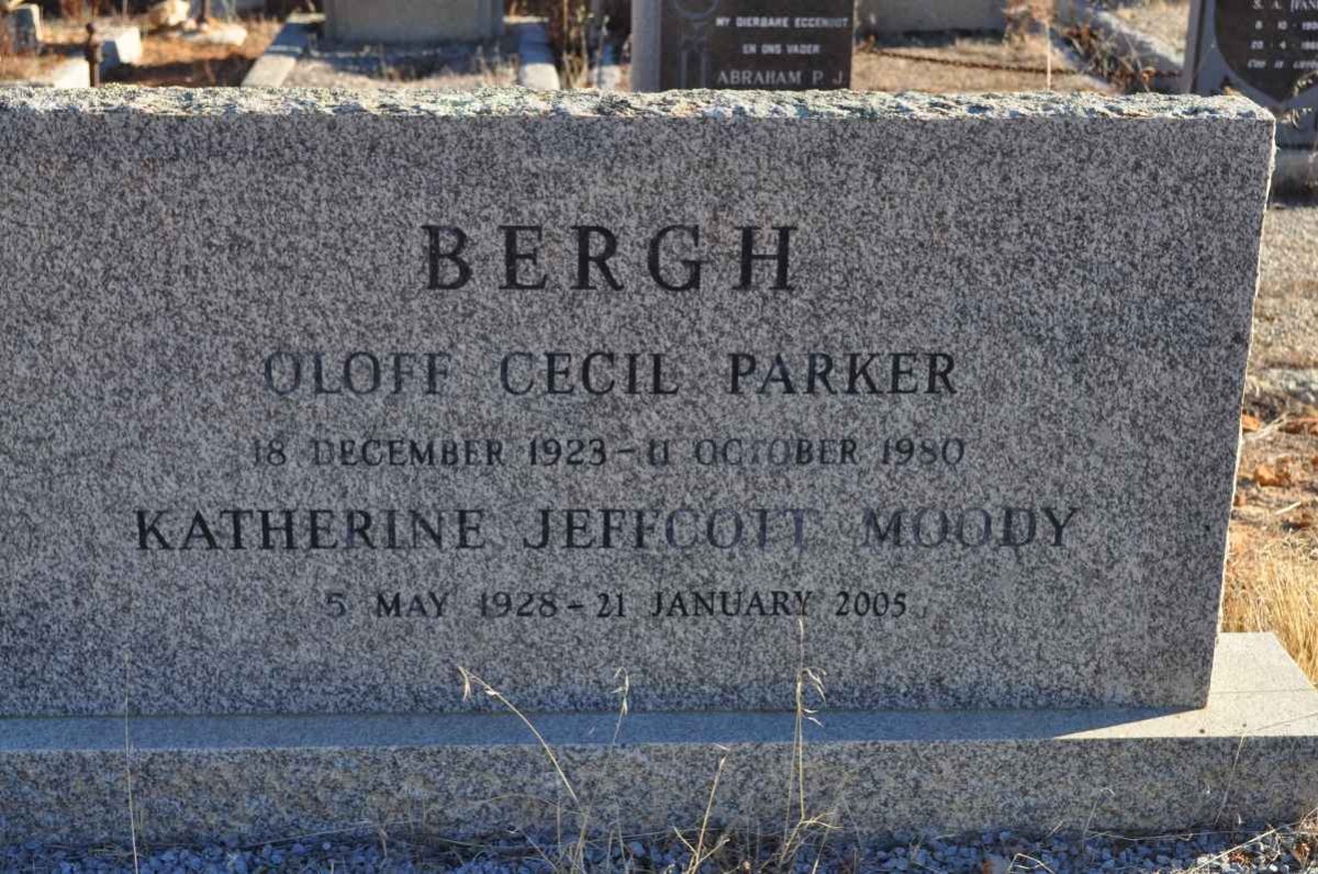 BERGH Oloff Cecil Parker 1923-1980 &amp; Katherine Jeffcott MOODY 1928-2005