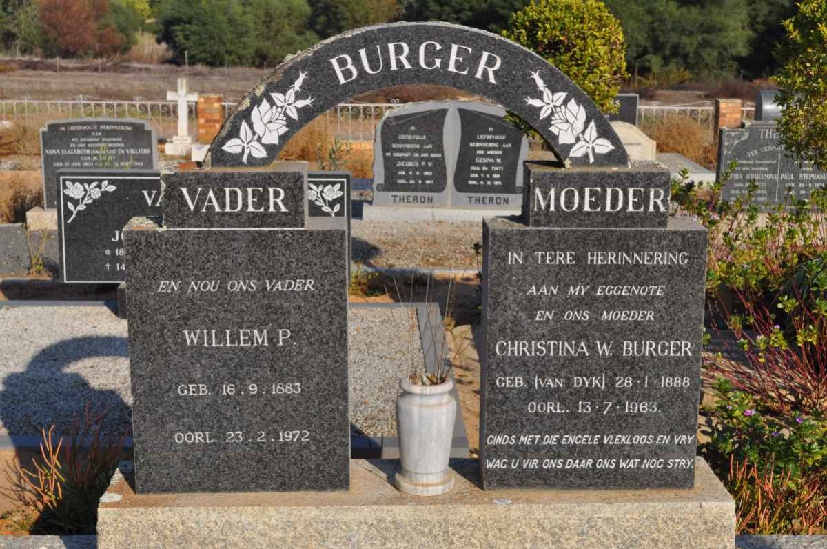 BURGER Willem P. 1883-1972 &amp; Christina W. VAN DYK 1888-1963