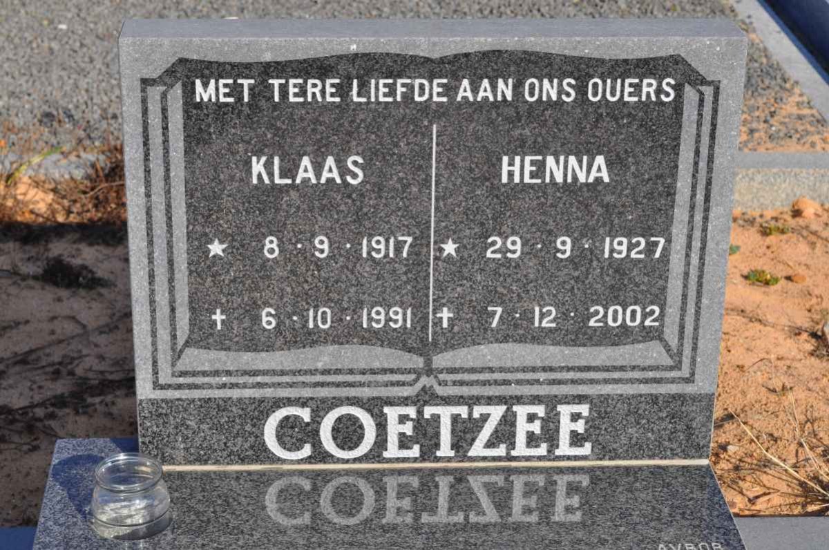 COETZEE Klaas 1917-1991 &amp; Henna 1927-2002