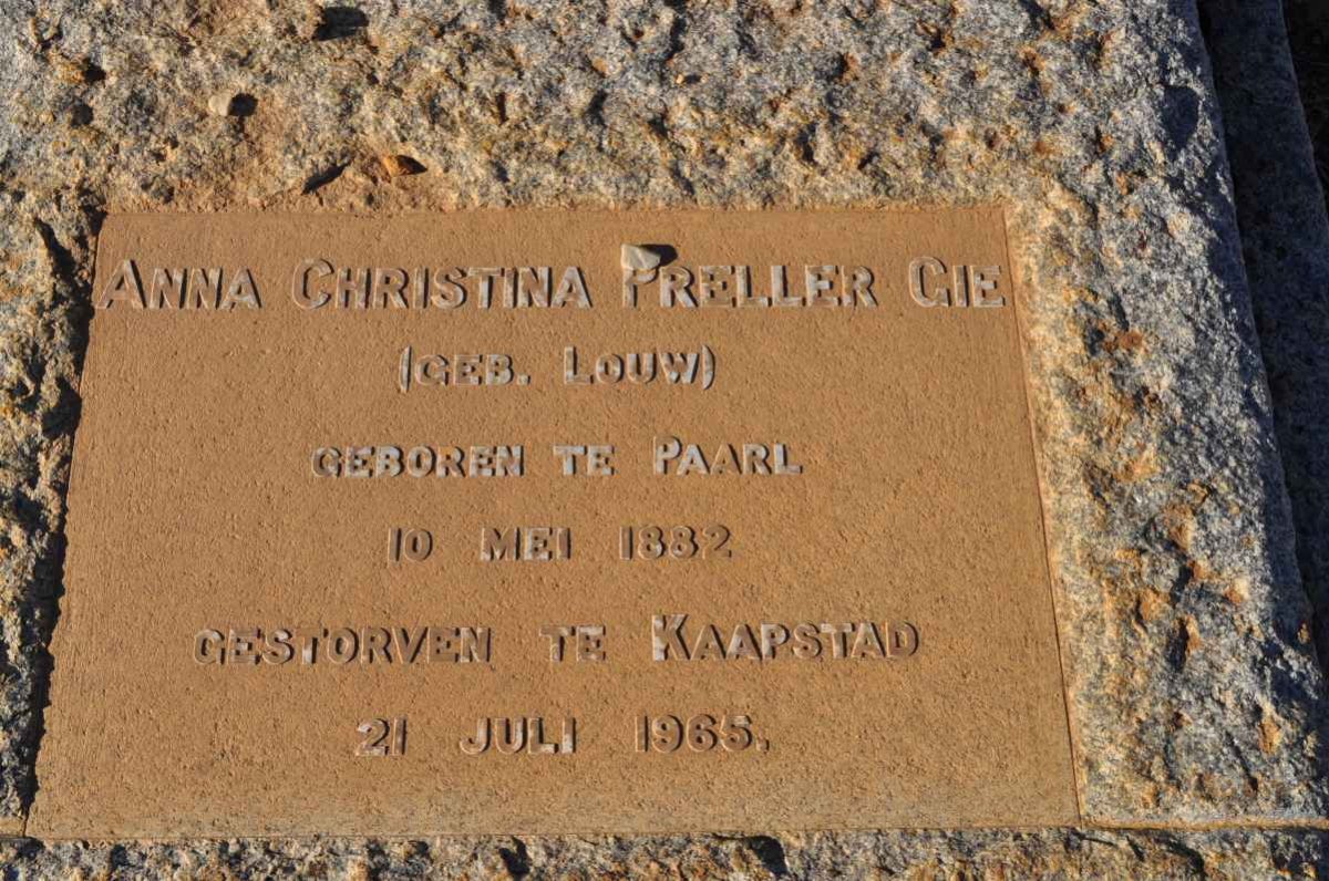 GIE Anna Christina Preller nee LOUW 1882-1965