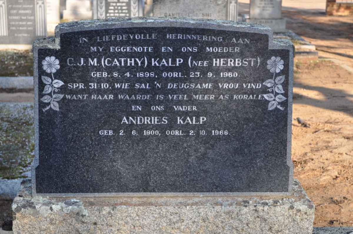 KALP Andries 1900-1966 &amp; C.J.M. HERBST 1898-1960
