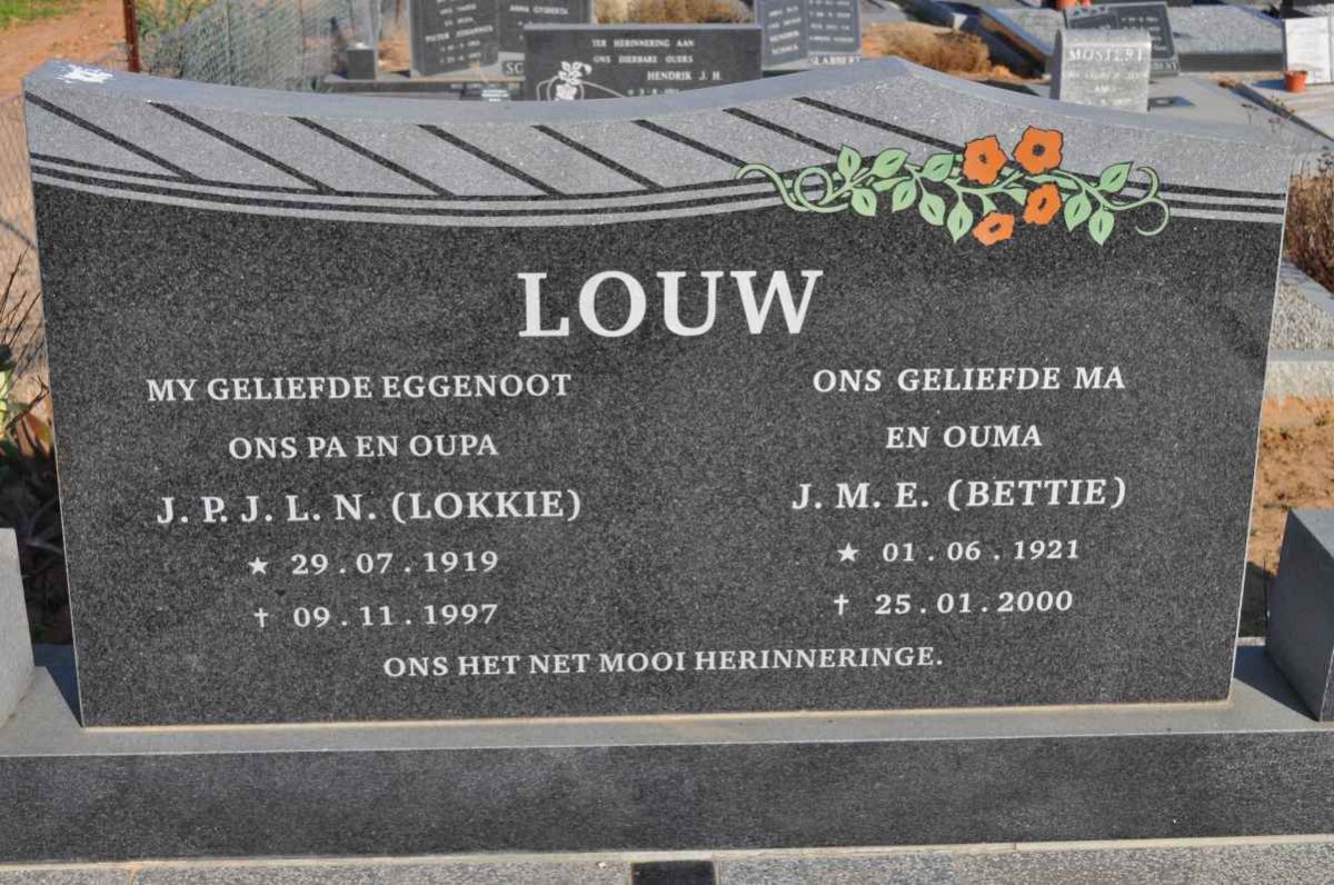 LOUW J.P.J.L.N. 1919-1997 &amp; J.M.E. 1921-2000