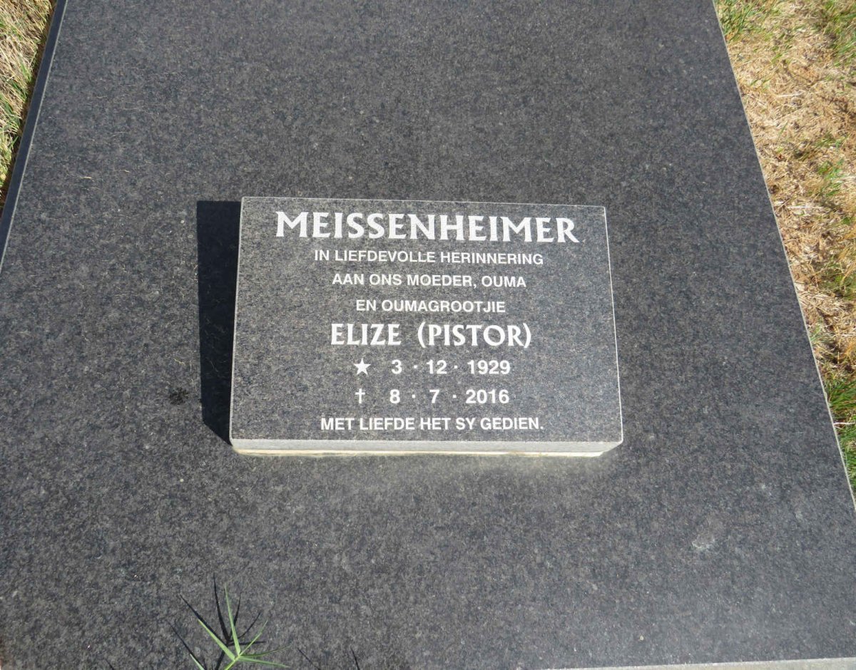 MEISSENHEIMER Elize nee PISTOR 1929-2016