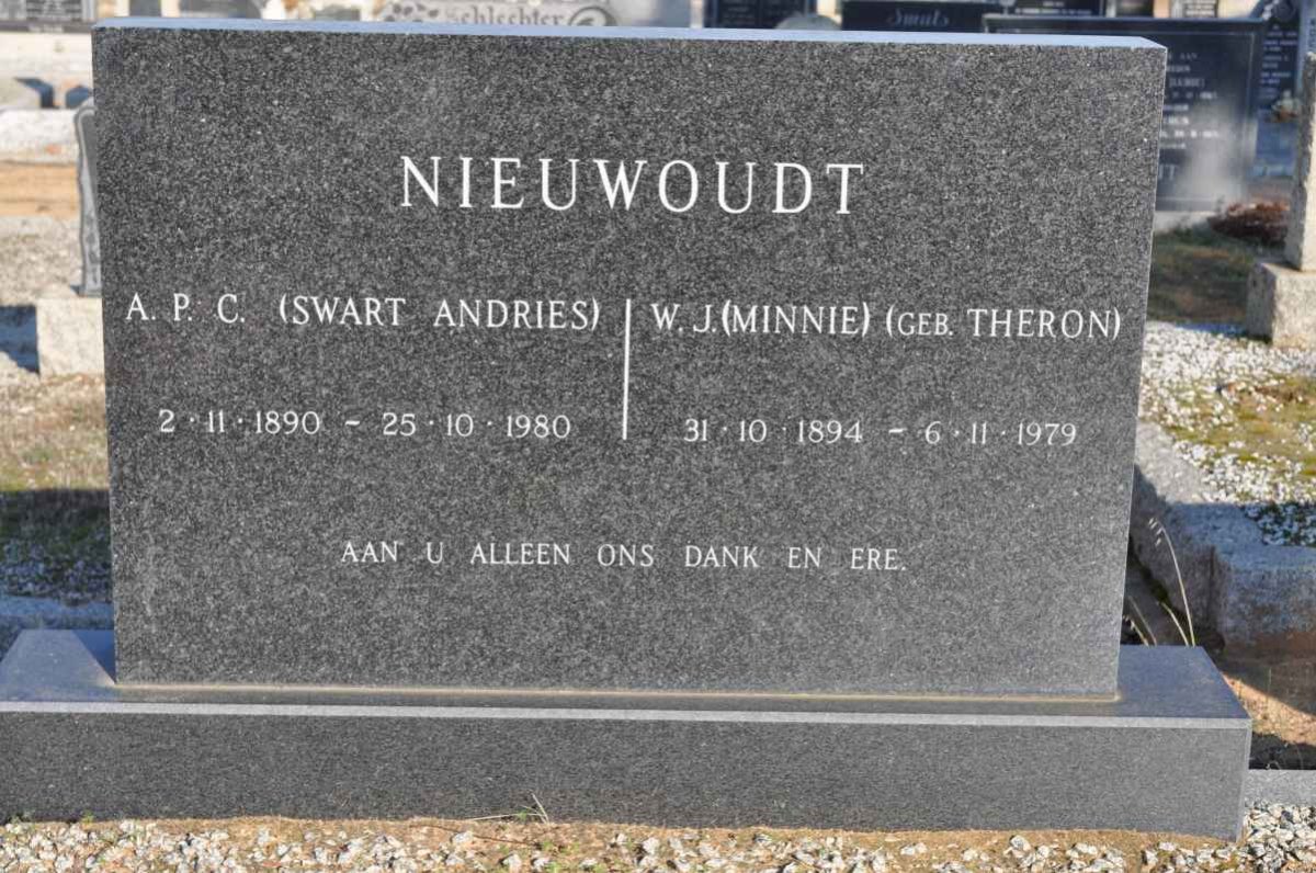 NIEUWOUDT A.P.C. 1890-1980 &amp; W.J. THERON 1894-1979