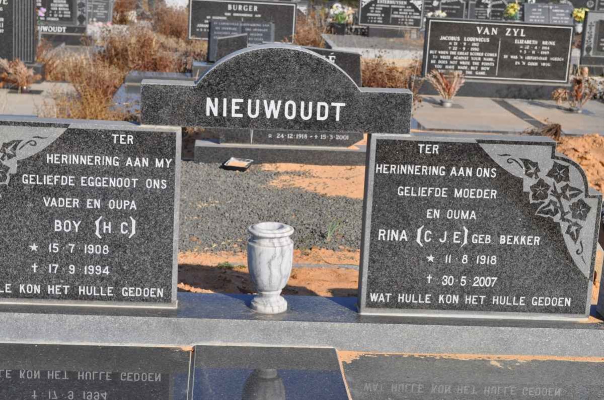 NIEUWOUDT H.C. 1908-1994 &amp; C.J.E. BEKKER 1918-2007