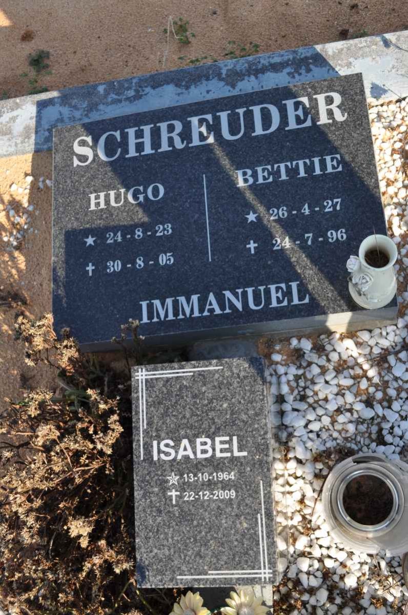 SCHREUDER Hugo 1923-2005 &amp; Bettie 1927-1996 :: SCHREUDER Isabel 1964-2009