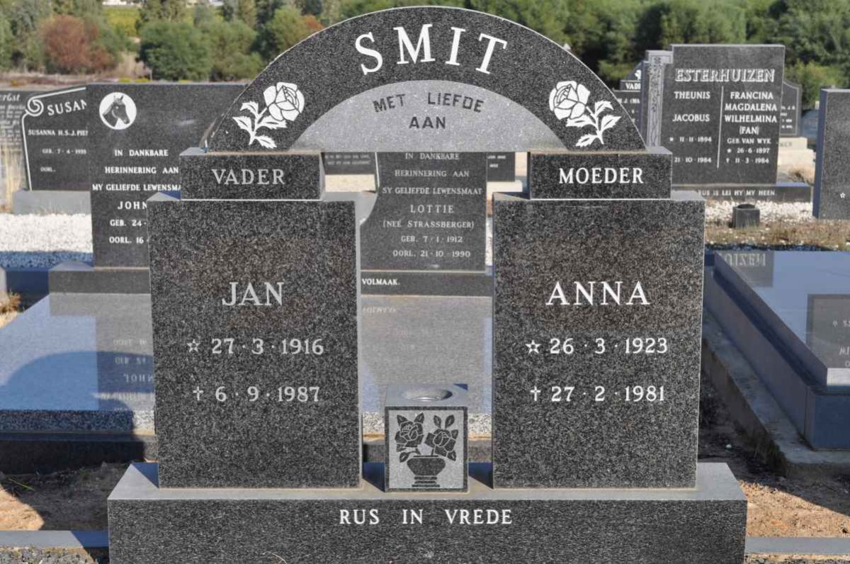 SMIT Jan 1916-1987 &amp; Anna 1923-1981