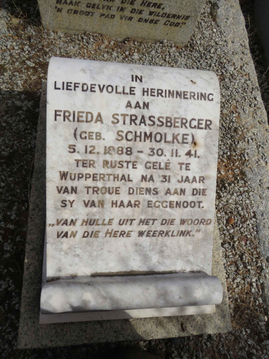 STRASSBERGER Frieda nee SCHMOLKE 1888-1941