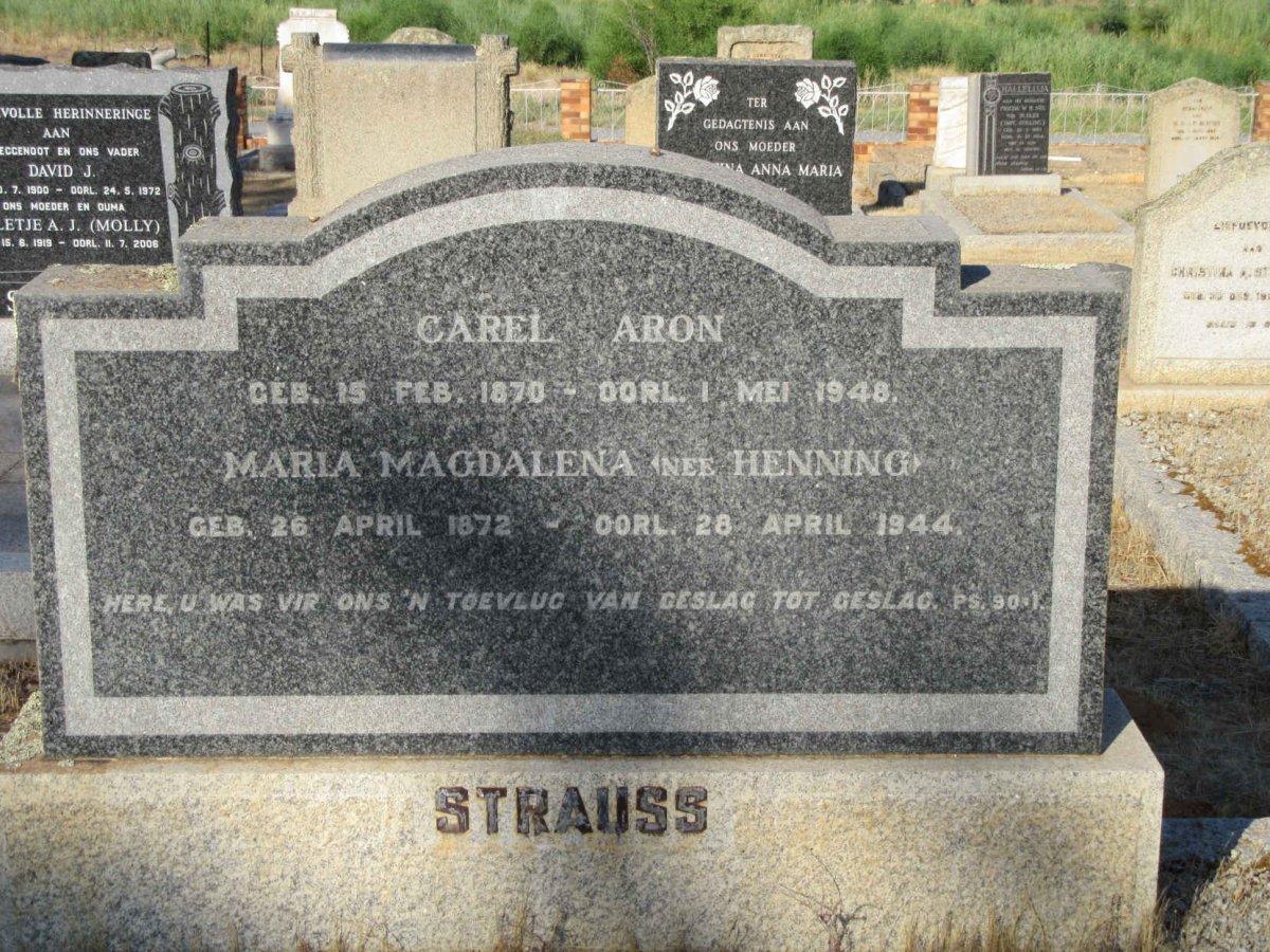 STRAUSS Carel Aron 1870-1948 &amp; Maria Magdalena HENNING 1872-1944