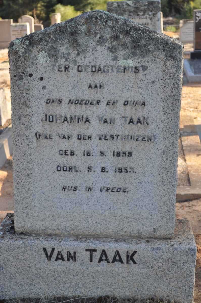 TAAK Johanna, van nee VAN DER WESTHUIZEN 1858-1953