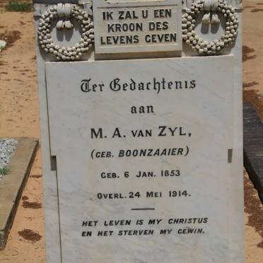 ZYL M.A., van nee BOONZAAIER 1853-1914