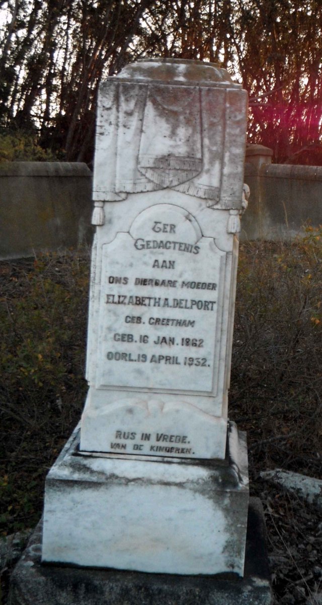 DELPORT Elizabeth A. nee GREETHAM 1862-1932