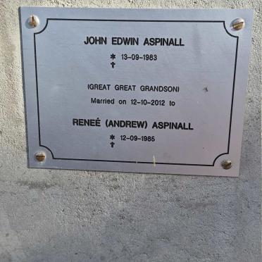 ASPINALL John Edwin 1983- & Reneé ANDREW 1985-