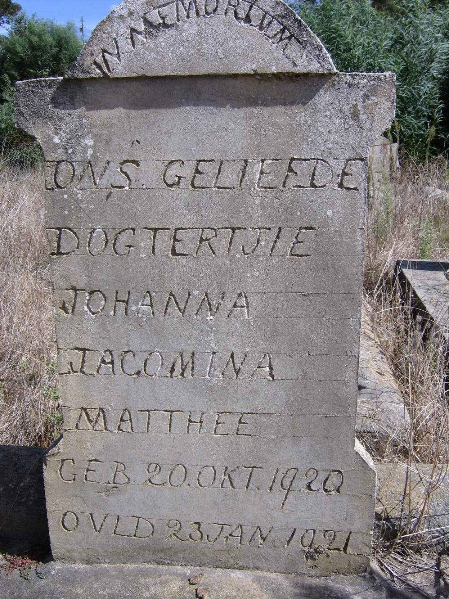 MATTHEE Johanna Jacomina 1920-1921