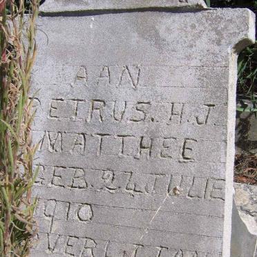 MATTHEE Petrus H.J. 1910-1911