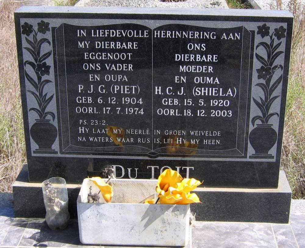 TOIT P.J.G., du 1904-1974 &amp; H.C.J. 1920-2003