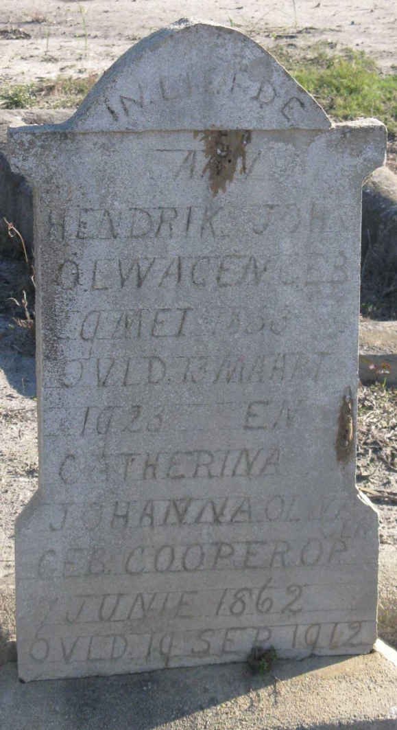 OLWAGEN Hendrik Johannes 1836-1923 &amp; Catherina Johanna COOPER 1862-1912