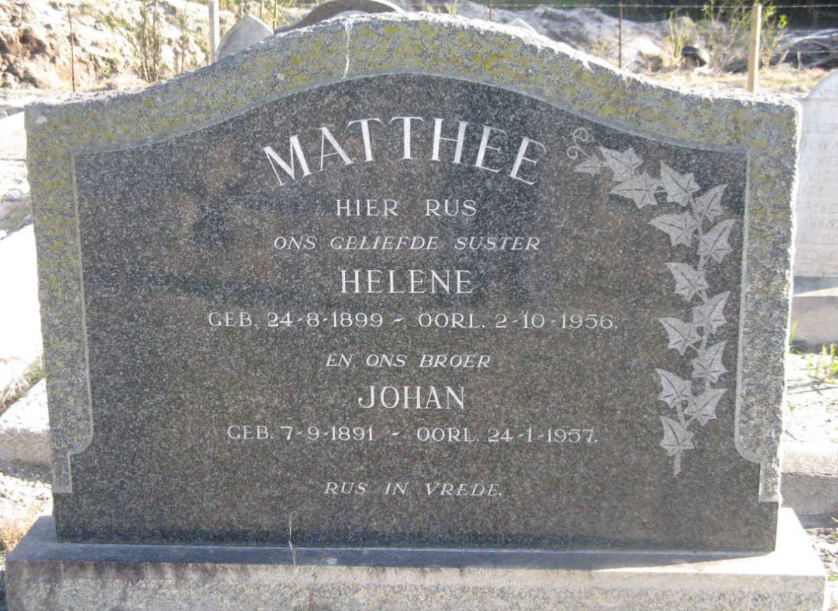 MATTHEE Johan 1891-1957 &amp; Helene 1899-1956