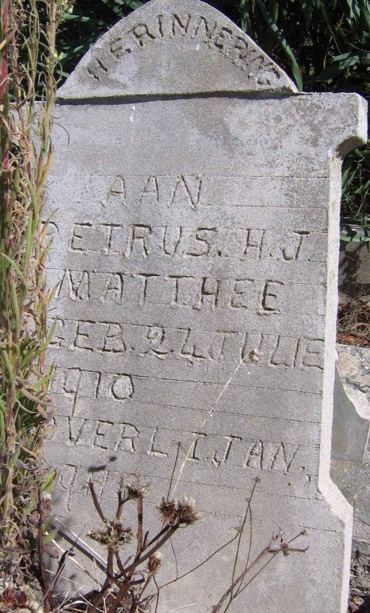 MATTHEE Petrus H.J. 1910-1911