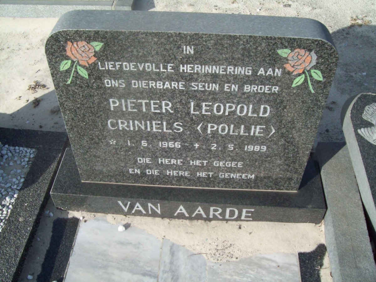AARDE Pieter Leopold Criniels, van 1966-1989