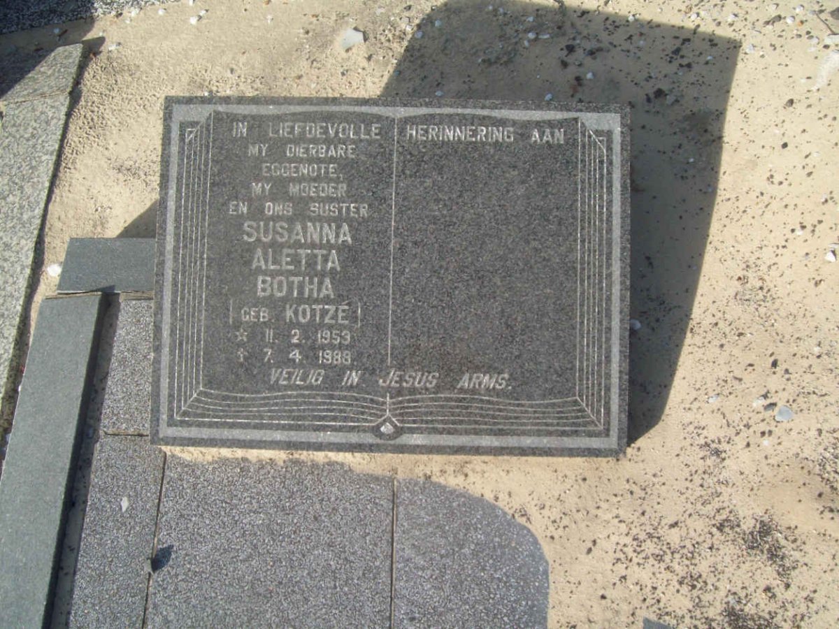 BOTHA Susanna Aletta nee KOTZÉ 1959-1988