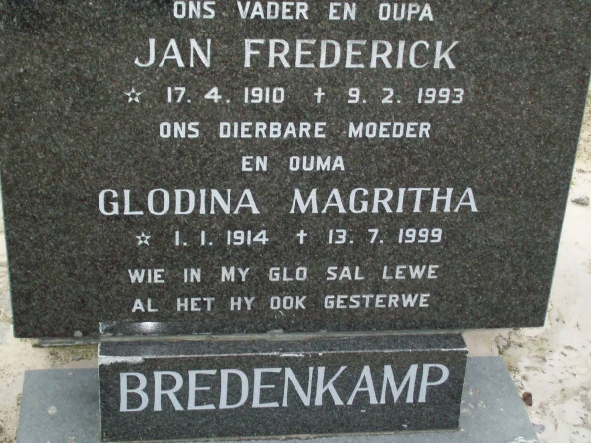 BREDENKAMP Jan Frederick 1910-1993 &amp; Glodina Magrietha 1914-1999