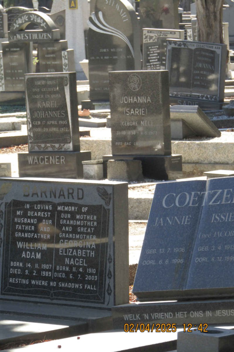BARNARD William Adam 1907-1989 & Georgina Elizabeth NAGEL 1910-2003