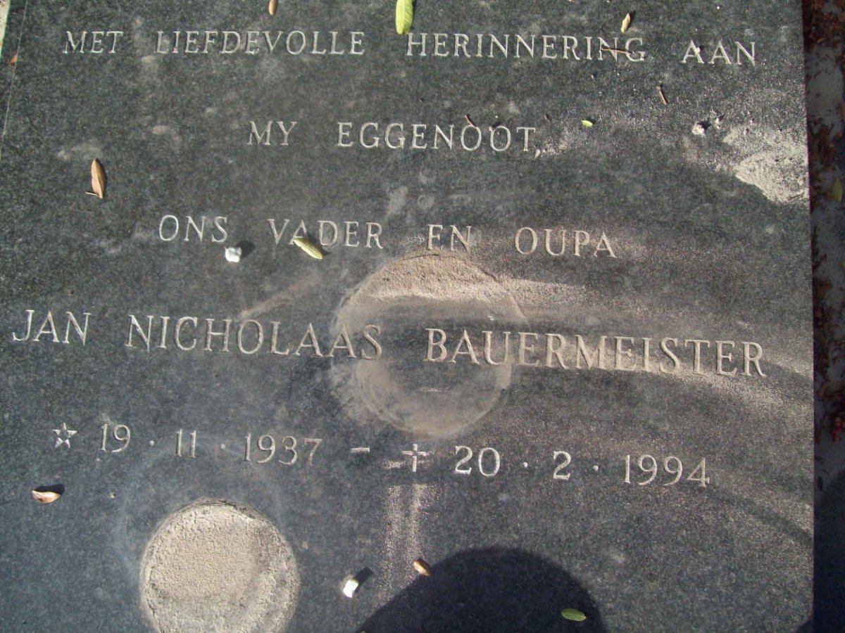 BAUERMEISTER Jan Nicholaas 1937-1994