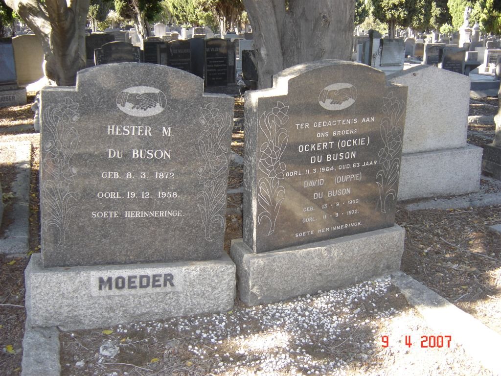 BUSON Ockert, du -1964 &amp; Hester M. 1872-1958 :: DU BUSON David  1909-1972