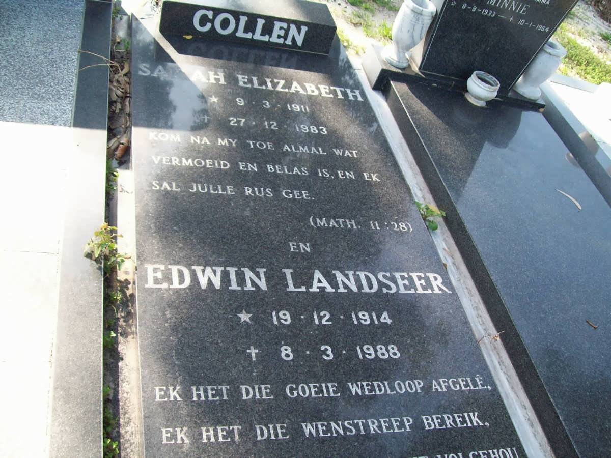 COLLEN Edwin Landseer 1914-1988 &amp; Sarah Elizabeth 1911-1983