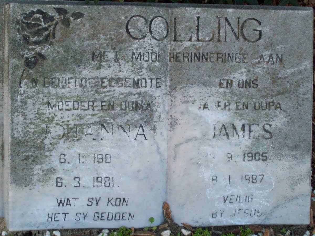 COLLING James 1905-1987 &amp; Johanna 190?-1981