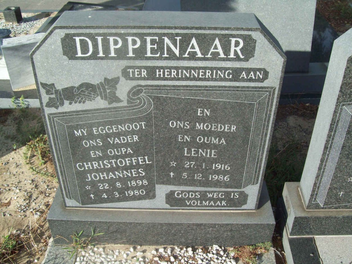 DIPPENAAR Christoffel Johannes 1898-1980 &amp; Lenie 1916-1986