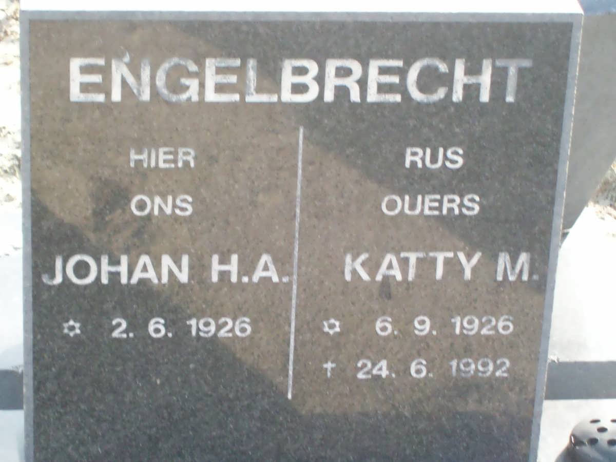 ENGELBRECHT Johan H.A. 1926-  &amp; Kitty M. 1926-1992