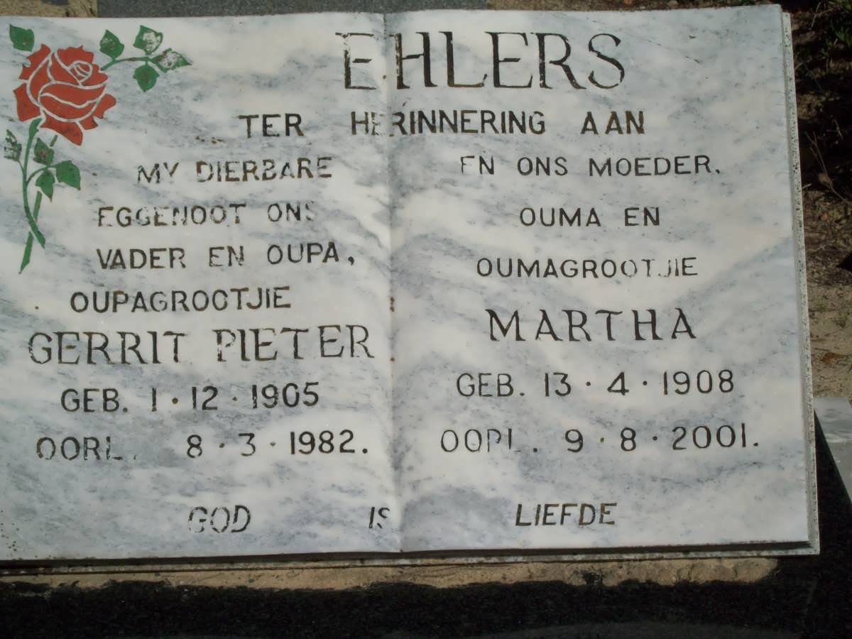 EHLERS Gerrit Pieter 1905-1982 &amp; Martha 1908-2001