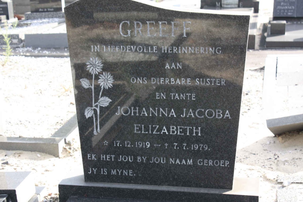 GREEFF Johanna Jacoba Elizabeth 1919-1979