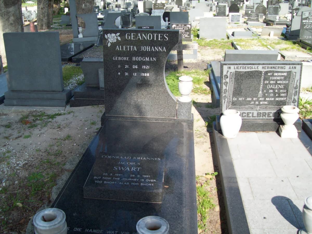 GEANOTES Aletta Johanna 1921-1988 :: SWART Coenraad Johannes Jacobus 1941-1991
