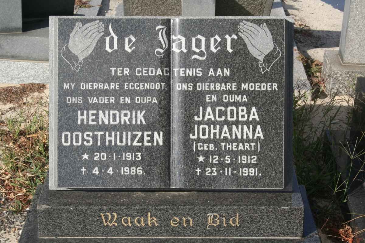 JAGER Hendrik Oosthuizen, de 1913-1986 &amp; Jacoba Johanna THEART 1912-1991