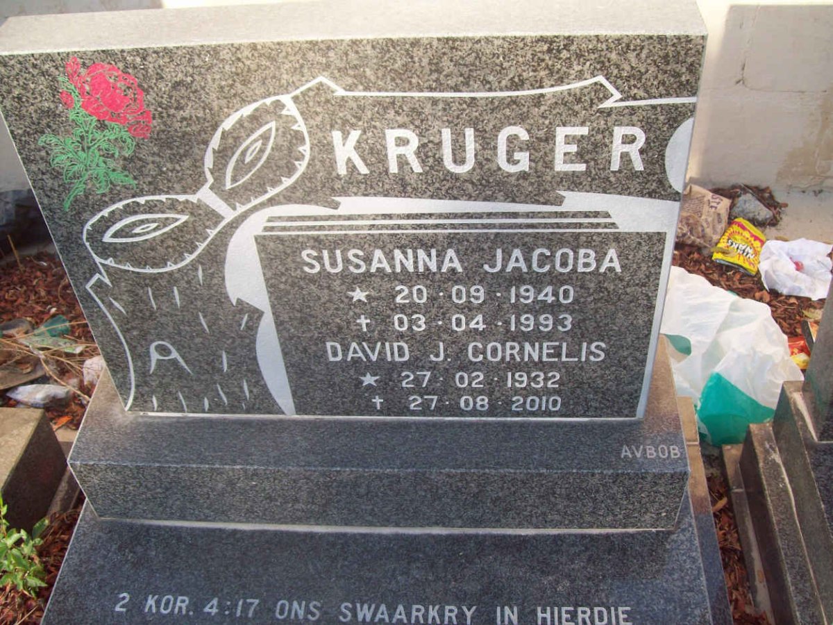 KRUGER David J. Cornelis 1932-2010 &amp; Susanna Jacoba 1940-1993