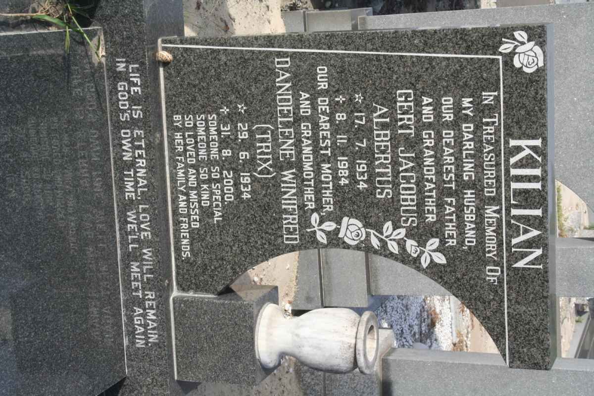 KILIAN Gert Jacobus Albertus 1934-2000 &amp; Dandelene Winifred 1934-2000