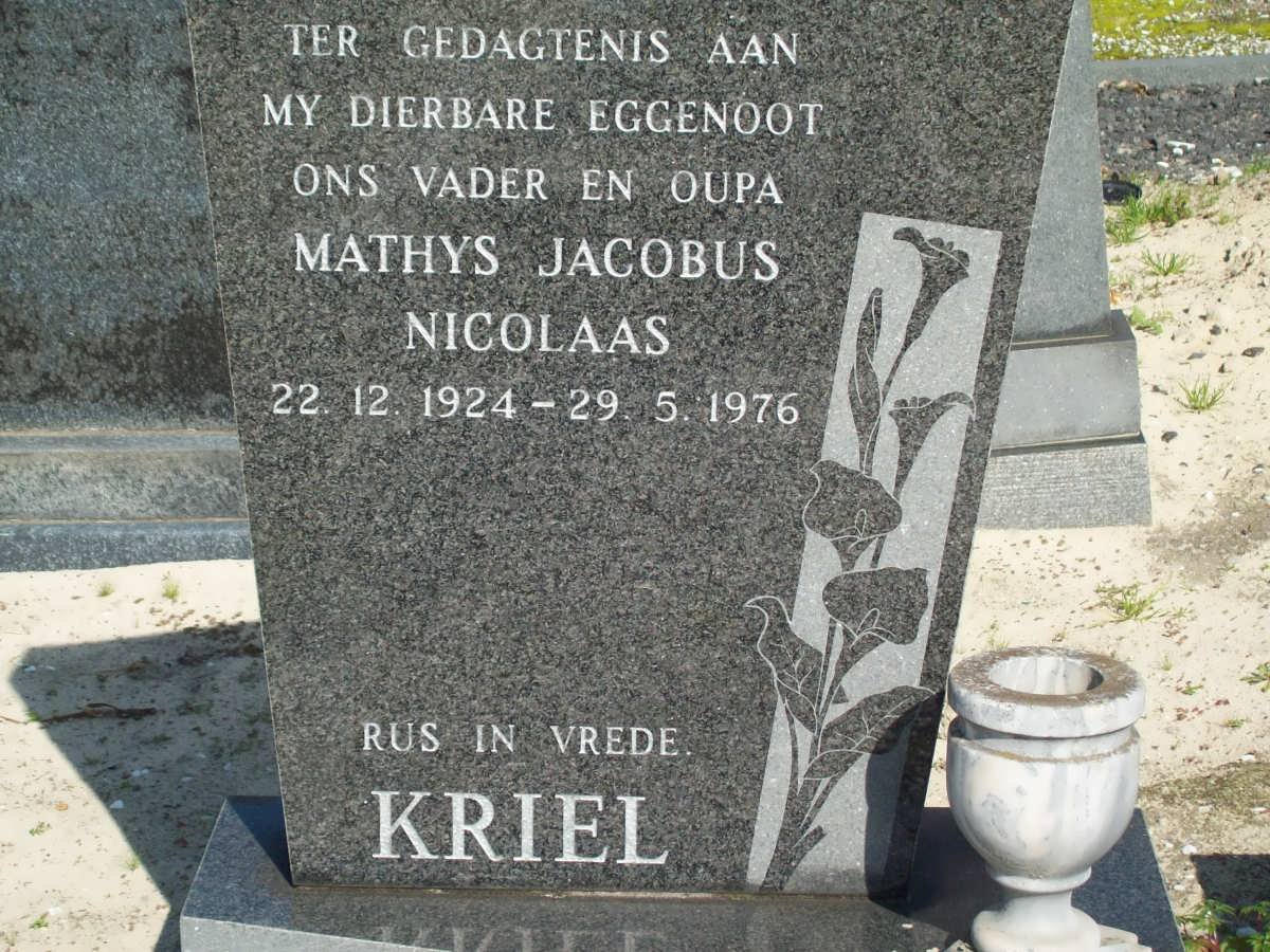 KRIEL Mathys Jacobus Nicolaas 1924-1976