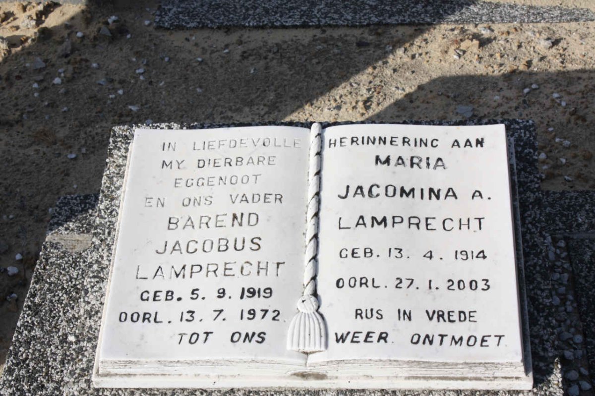 LAMPRECHT Barend Jacobus 1919-1972 &amp; Maria Jacomina A. 1914-2003