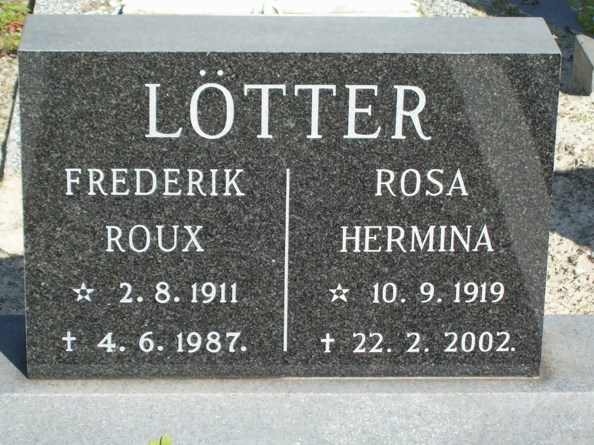 LOTTER Frederik Roux 1911-1987 &amp; Rosa Hermina 1919-2002