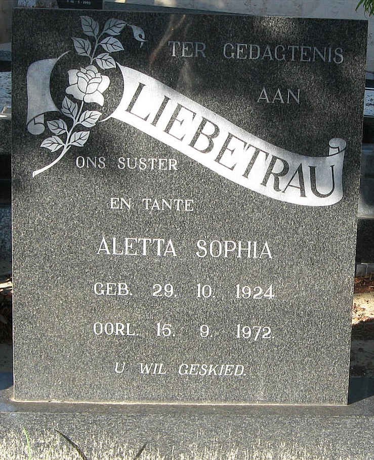 LIEBETRAU Aletta Sophia 1924-1972