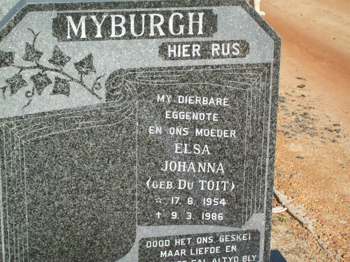 MYBURGH  Elsa Johanna nee DU TOIT 1954-1986