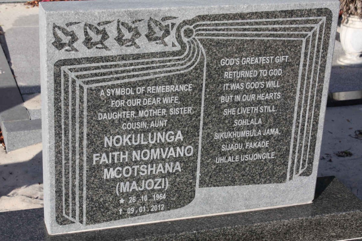 MCOTSHANA Nokulunga Faith Nomvano 1964-2012