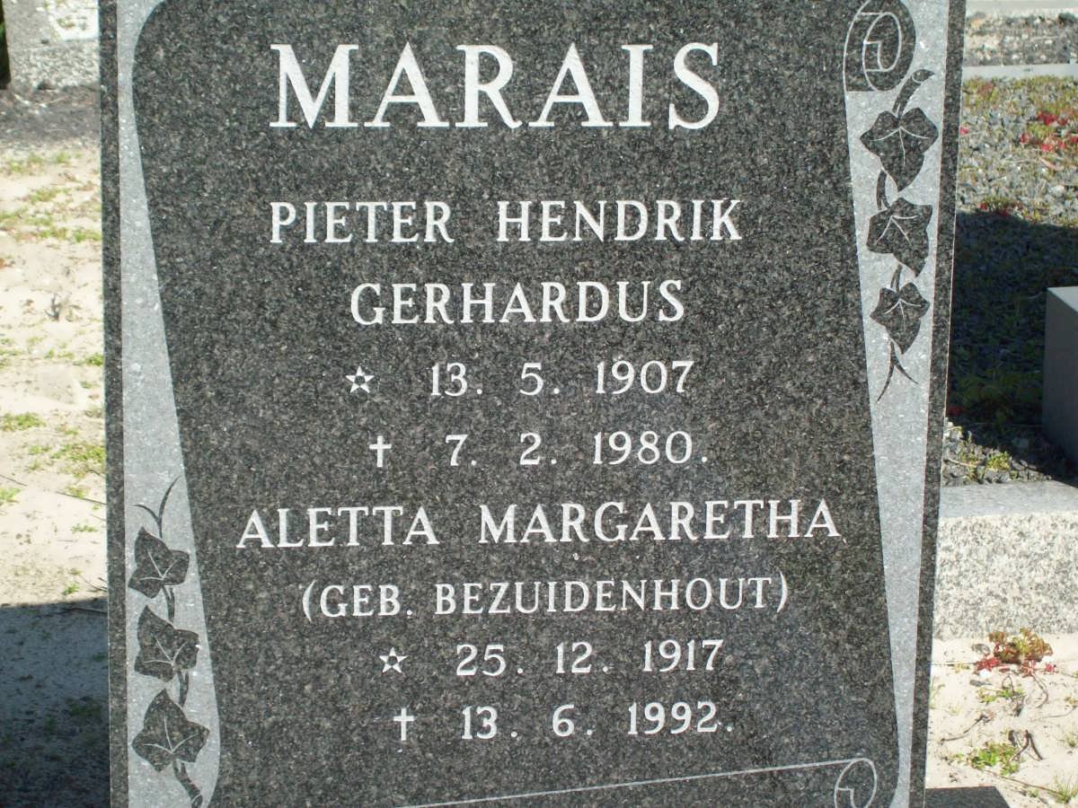 MARAIS Pieter Hendrik Gerhardus 1907-1980 &amp; Aletta Margaretha BEZUIDENHOUT 1917-1992